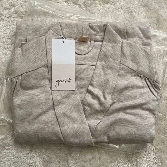 NWT Goumi Kids Mom Robe Storm Gray M/L Bamboo Organic Cotton Pockets Maternity - Picture 2 of 3